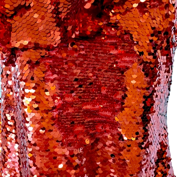 Leith Red Sequin Ruffle One Shoulder Dress - Picture 13 of 16